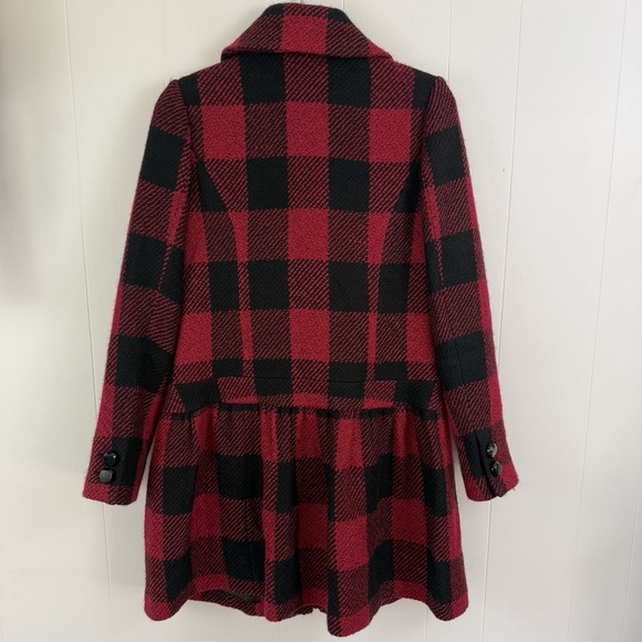 PLENTY Tracy Reese Red Plaid COAT S Buffalo Christmas Anthropologie Holiday - Picture 5 of 16